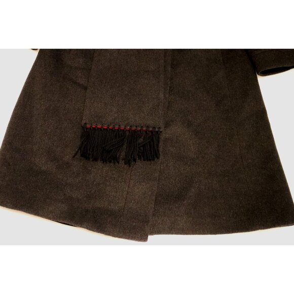 Karen Vintage Wool Coat Union Made Charcoal Red Collar 60s Mod Classic Old Money - Picture 10 of 12